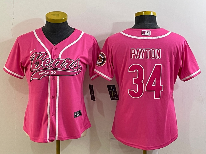 Men's Chicago Bears Active Player Custom Pink Cool Base Stitched Baseball Jersey